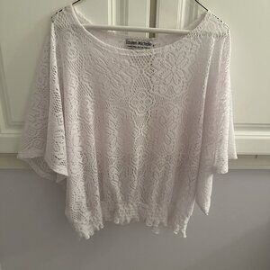Lauran Mitchelle‎ White Batwing Floral Lace Top Size M | Boho Chic Blouse​
